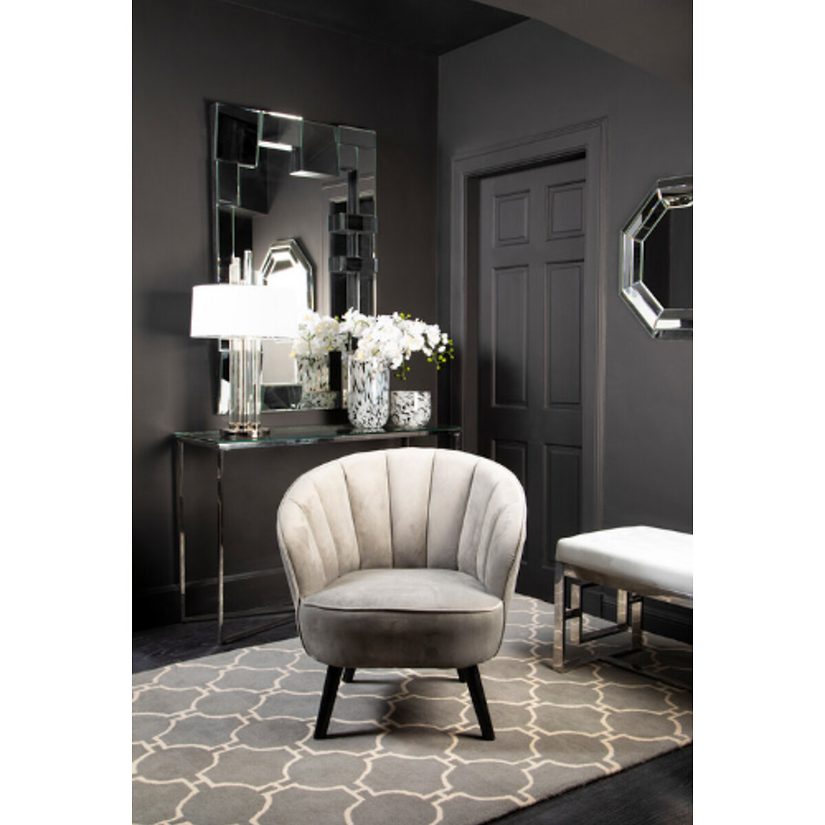 Glass Planter in Speckled Grey grey, FIFTY FIVE SOUTH
