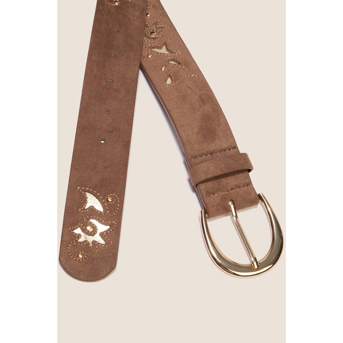 Ceinture large aspect daim irisé taupe, BREAL