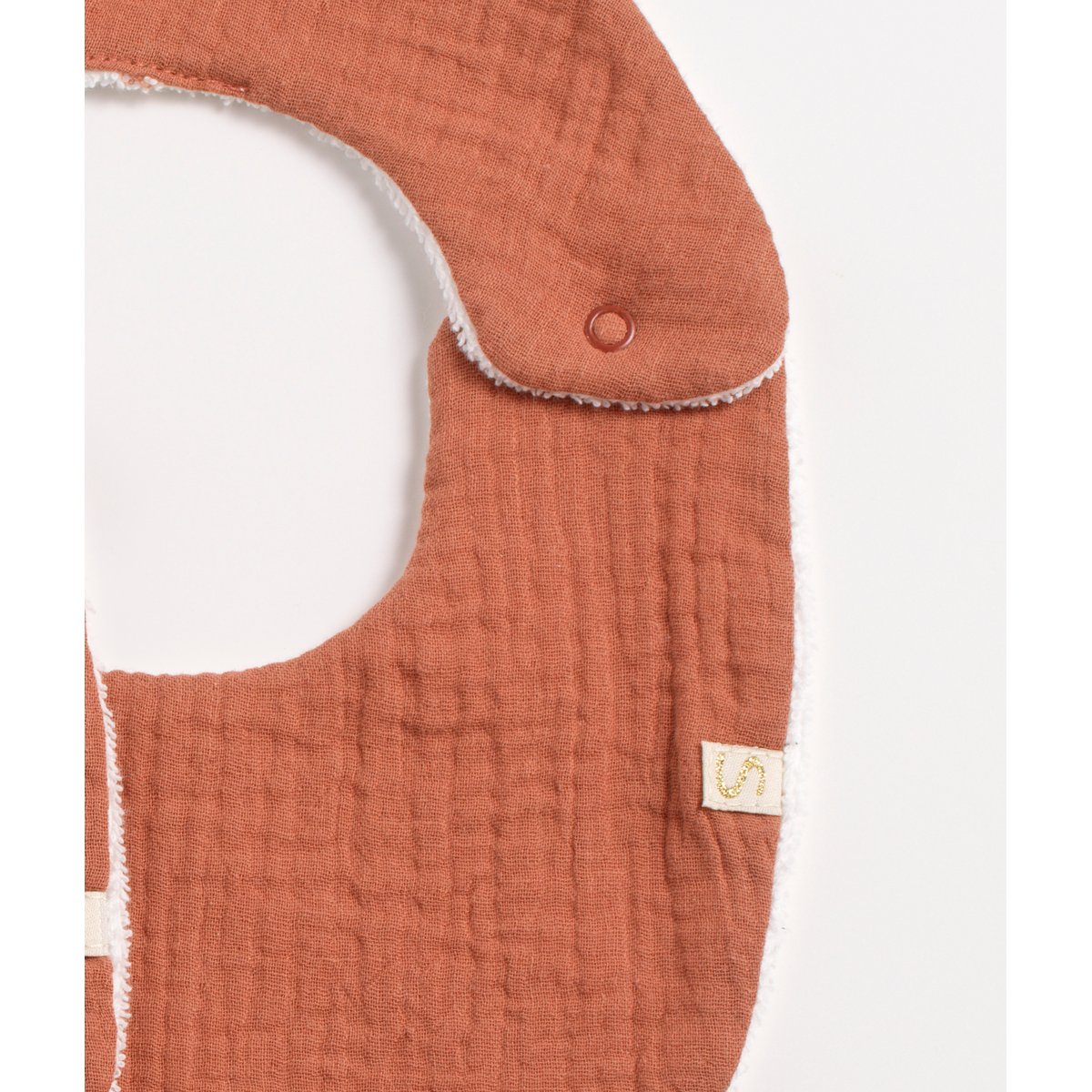 Lot de 2 bavoirs en double gaze de coton terracotta, SAUTHON