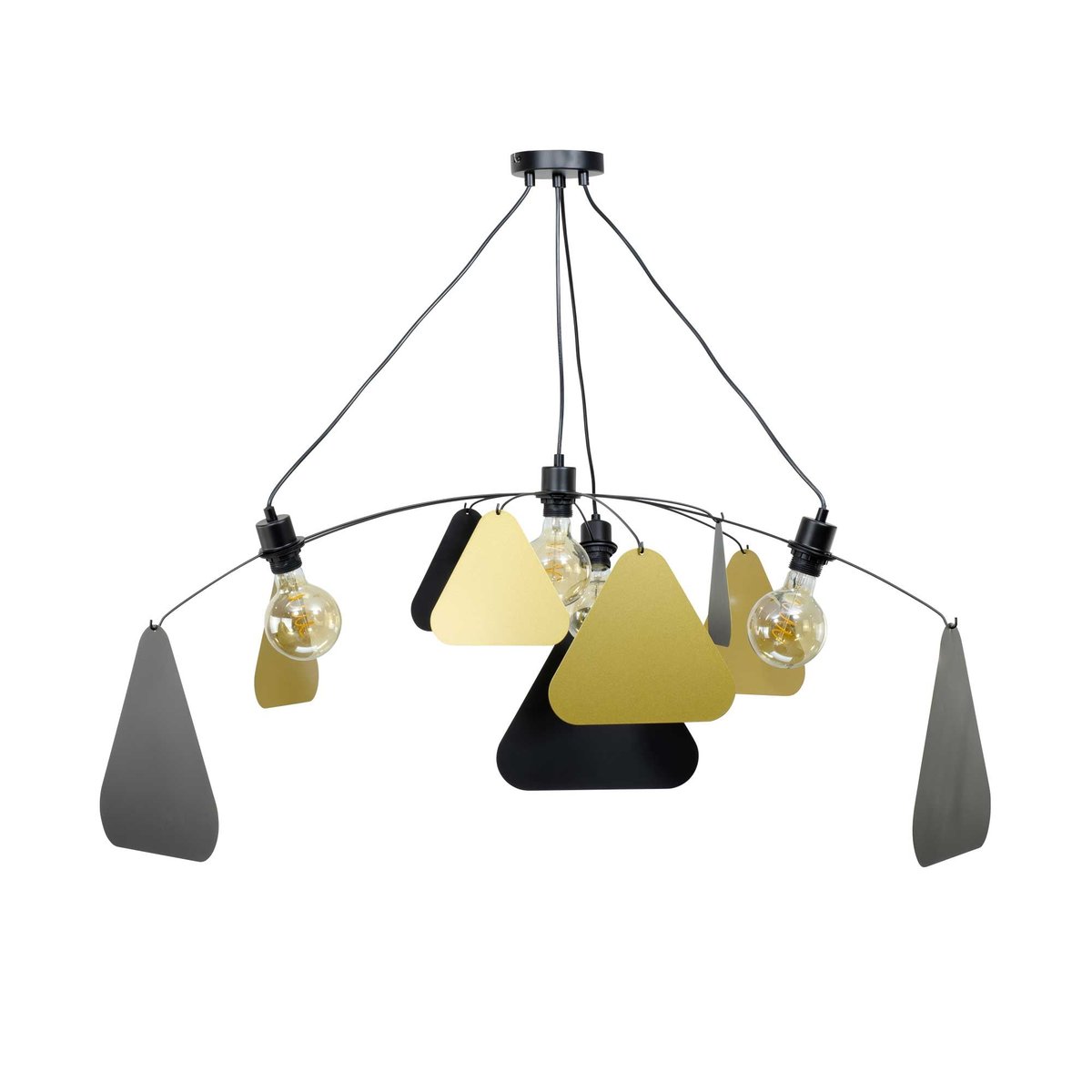 Suspension métal, Ø 114 cm, Attom noir et doré, C-CREATION