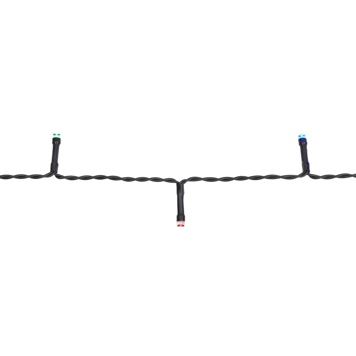 Guirlande lumineuse d'extérieur 7,2 m 96 LED blanc chaud 8 fonctions avec minuteur à piles noir, ATMOSPHERA