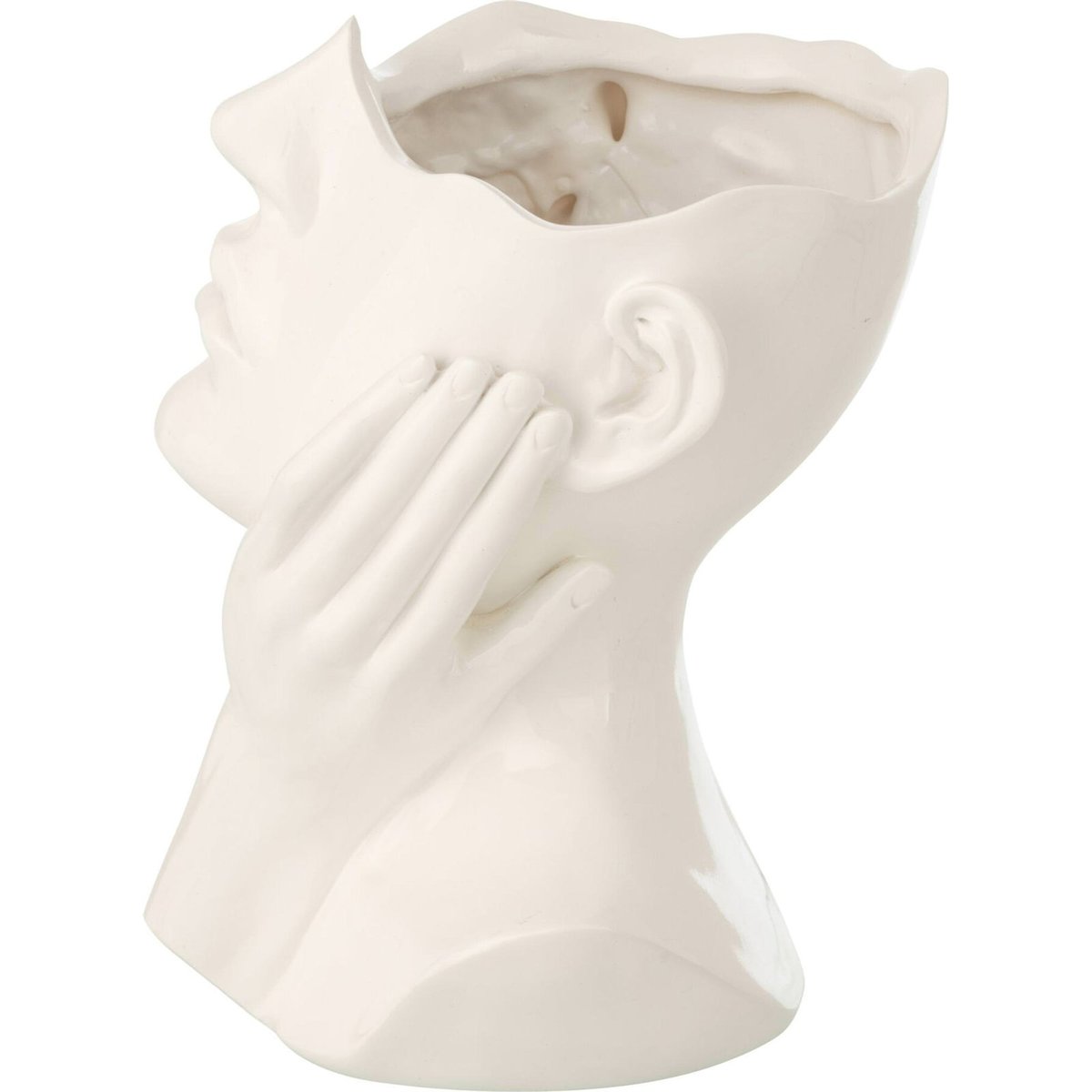 Cache-pot sculptural visage en résine blanc, RECOLLECTION