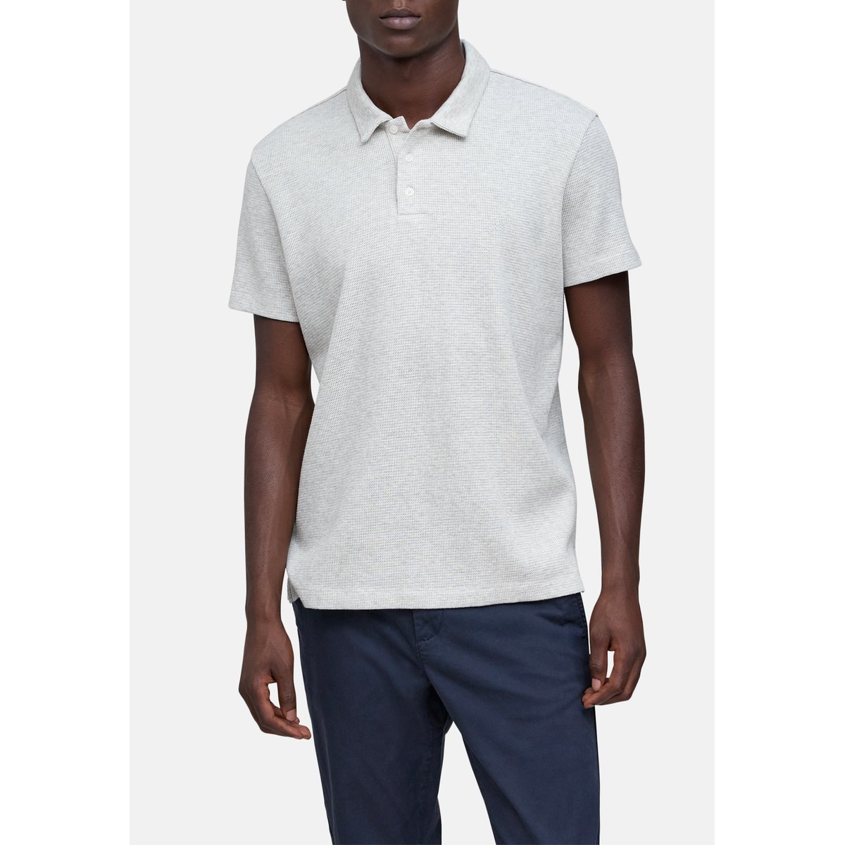Polo coton bio maille nid d'abeille gris clair, IKKS