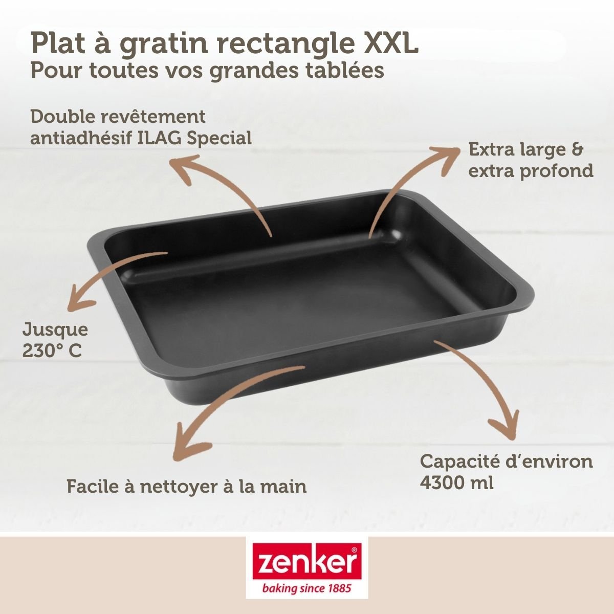 Plat à four XXL 40 x 29 x 6 cm SPECIAL COOKING noir, ZENKER