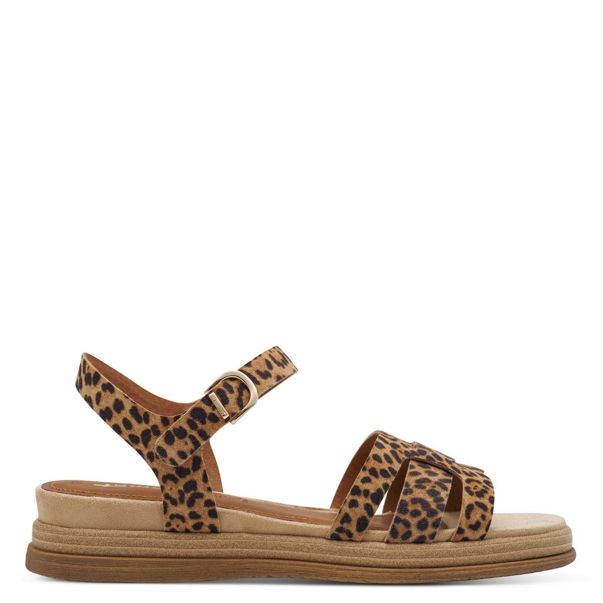 Sandale à talon en cuir marron, TAMARIS