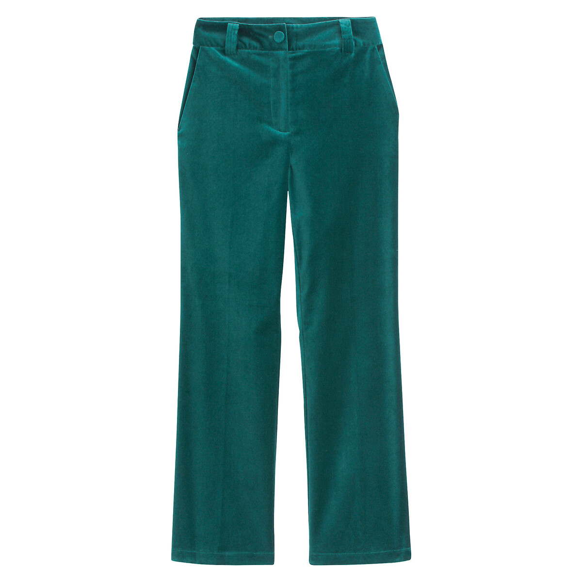 Signatures Quentin Flared Trousers in Velour dark green, LA REDOUTE COLLECTIONS