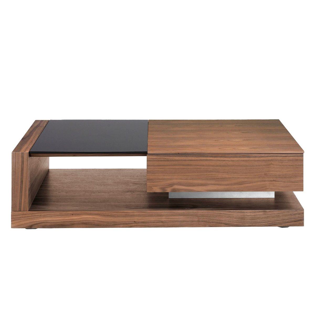 Table basse rectangulaire Table basse rectangulaire Verre noir et noyer noyer | noir | acier, ANGEL CERDA
