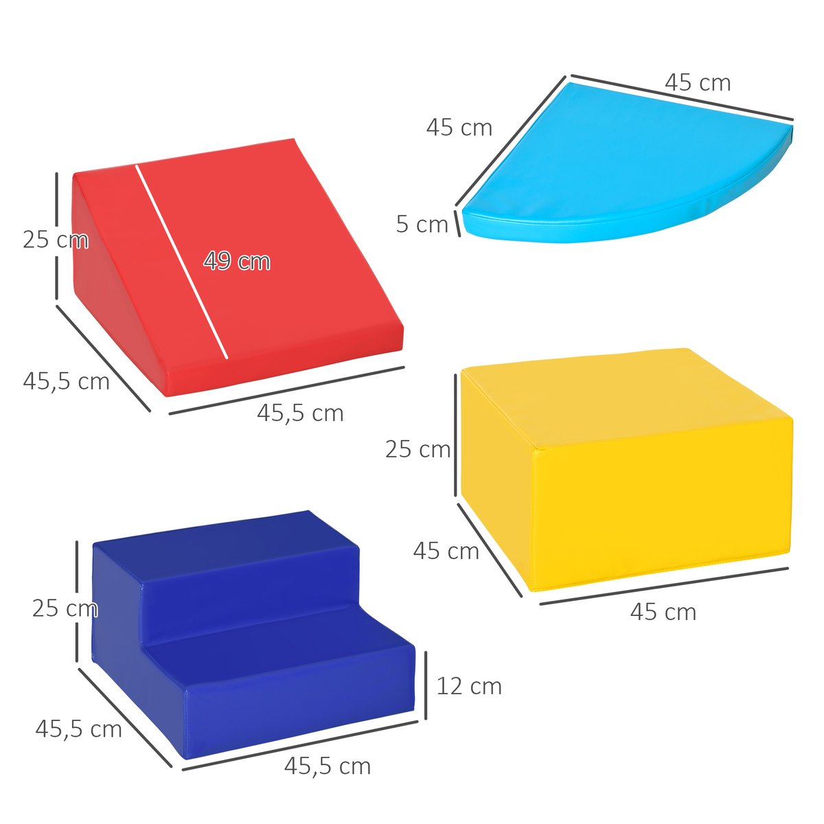 Ensemble de jeux mous pour enfants PU Jaune, multicolore, HOMCOM