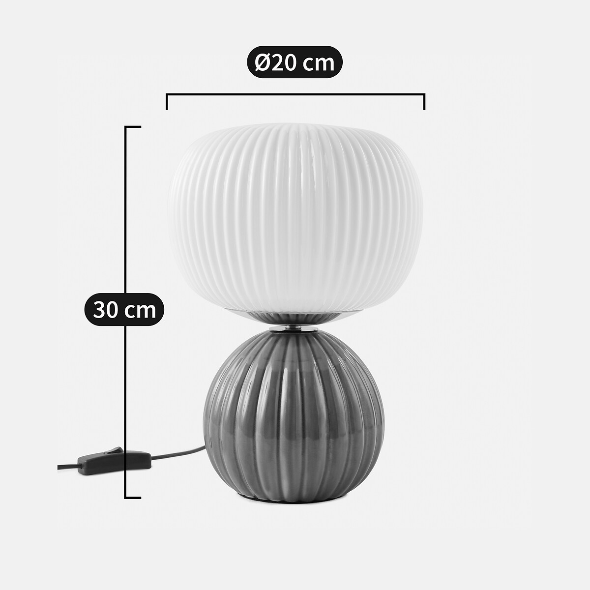 Lampada da tavolo in ceramica e vetro rigato, IZIA verde, LA REDOUTE INTERIEURS