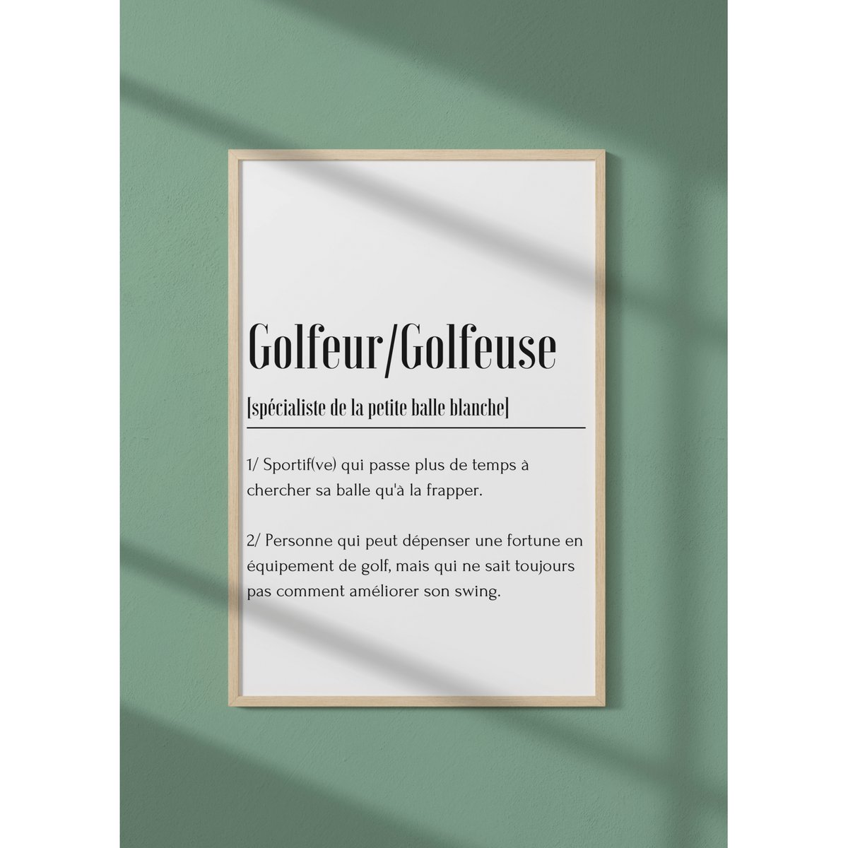 Affiche Définition Golfeur blanc, L'AFFICHERIE