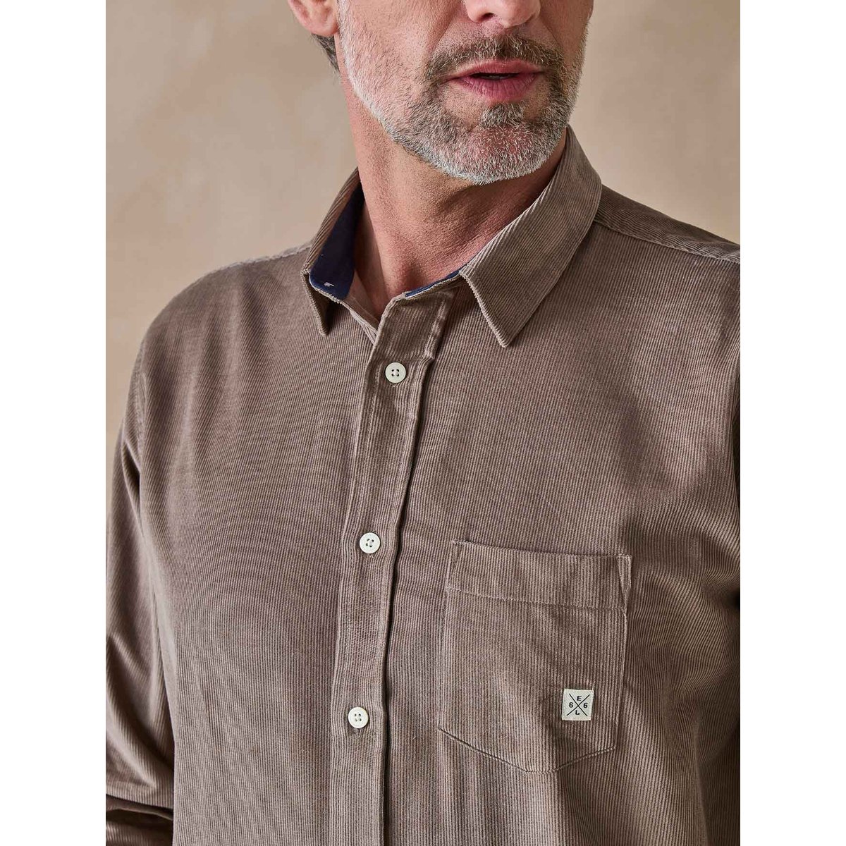 Chemise en velours homme taupe, DAXON