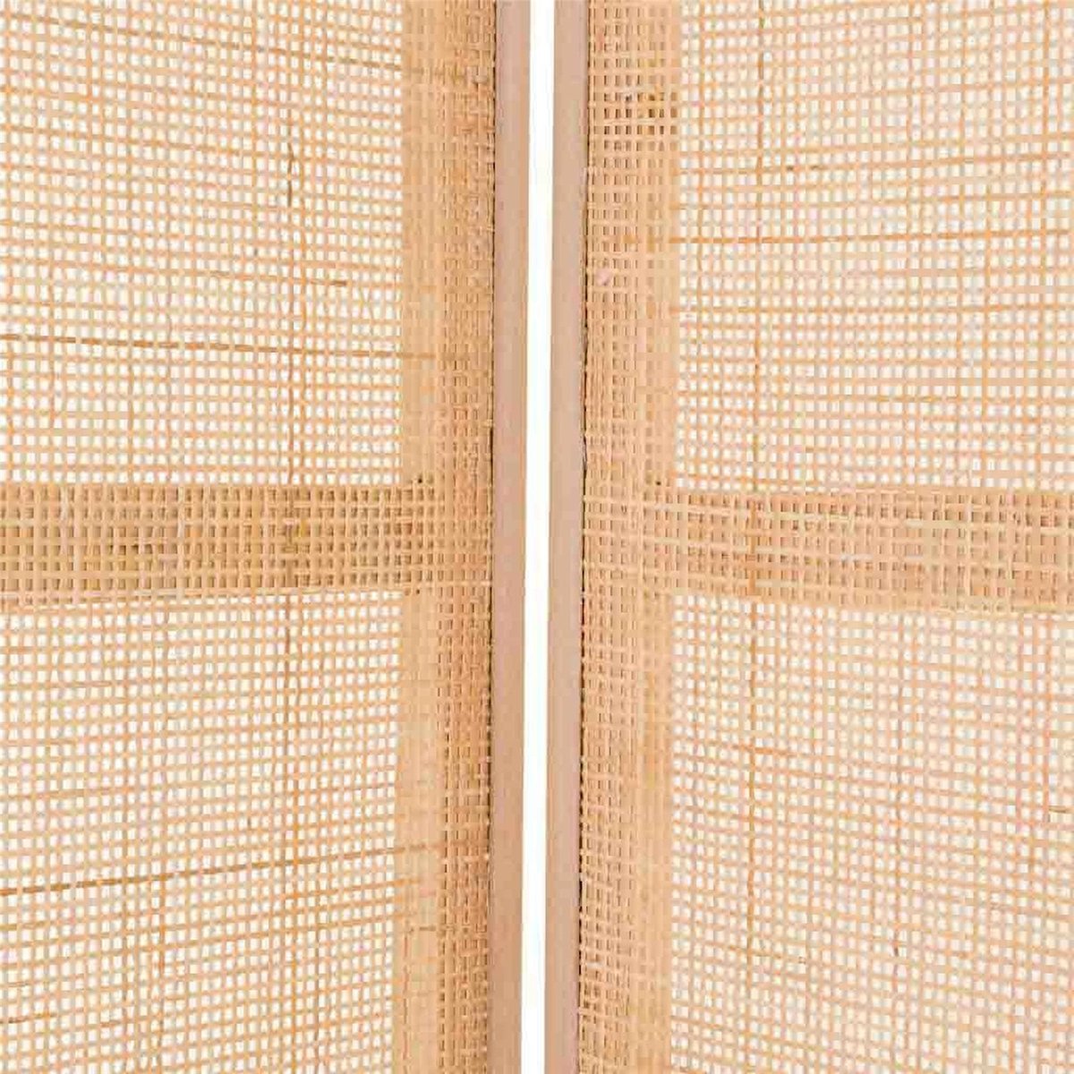 Paravent rectangulaire en bois et bambou bois naturel et cannage beige, RECOLLECTION