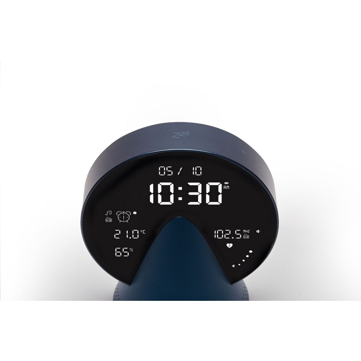 Radio réveil Conic Clock avec fonction Bluetooth Bleu couleur unique, LEXON