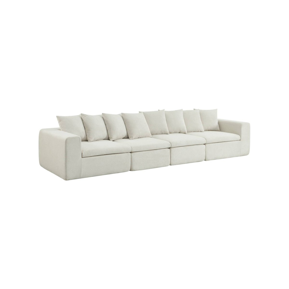 Canapé compressé modulable tissu chenille 5 places MOVI blanc, SWEEEK
