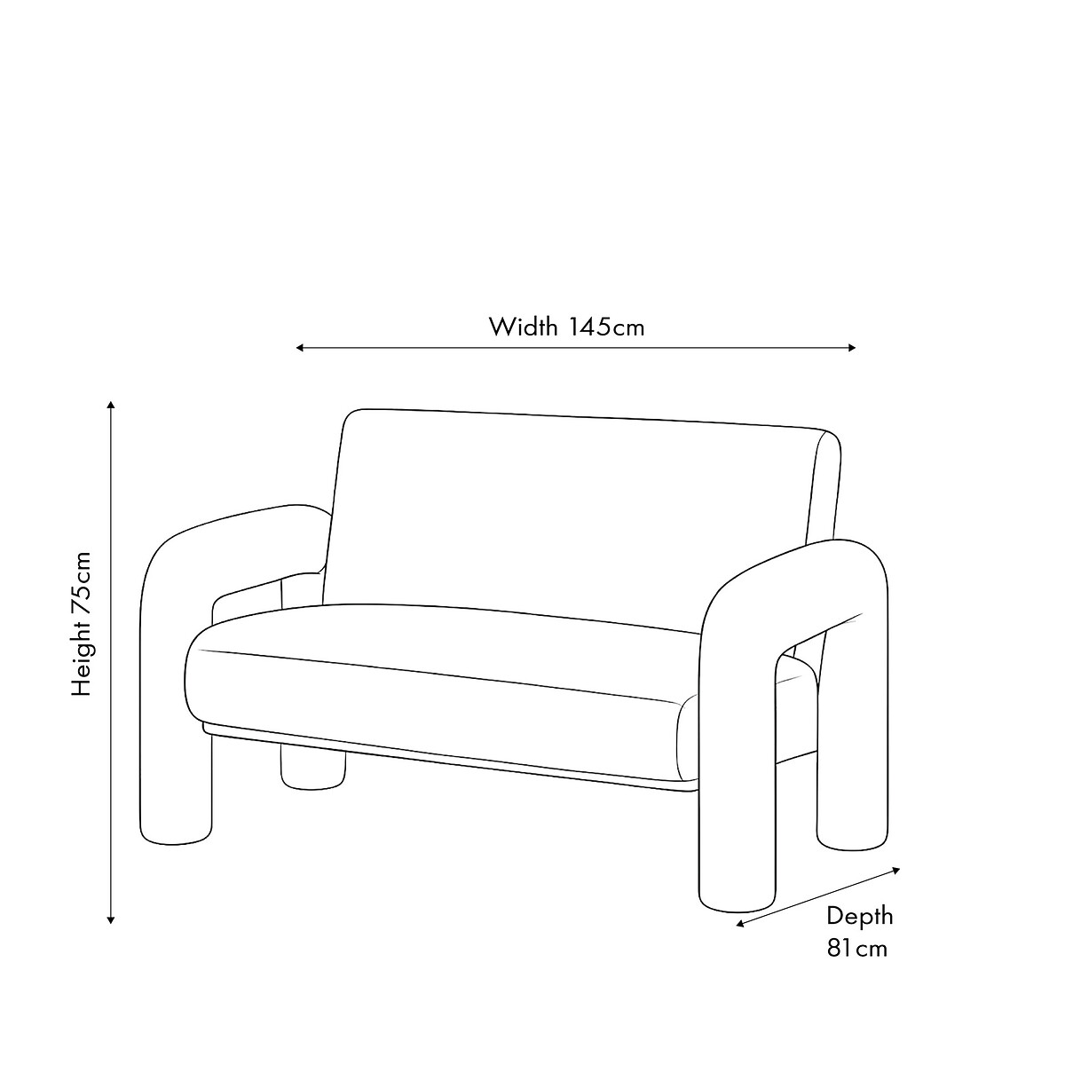 Rieti Linen Look Sculptural Accent Sofa white, SO'HOME
