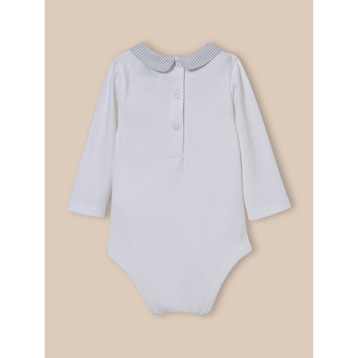 Body col à carreaux - coton biologique tattersall ciel, CYRILLUS