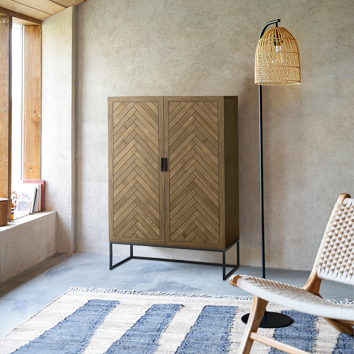 2-deurs dressoir, grenenfineer, Nottingham dennenhout met waslaagje, LA REDOUTE INTERIEURS