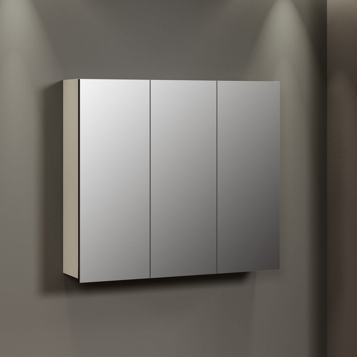 Armoire de toilette 3 portes miroir L90 cm - PUREBLISS kashmir gris perle, CALICOSY