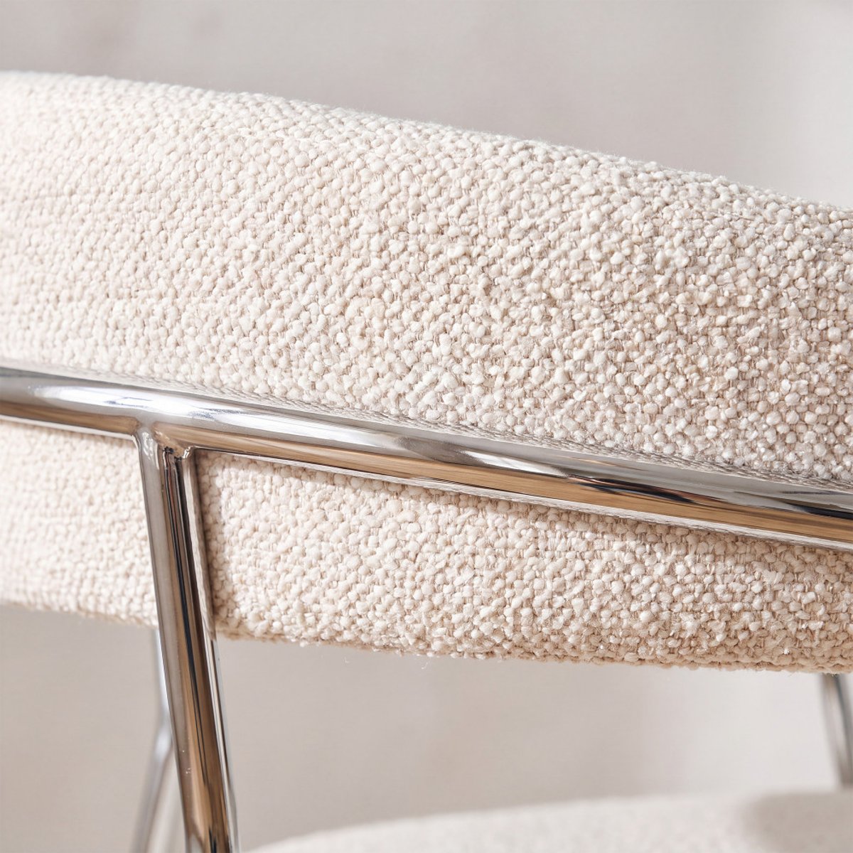 Lot de 2 fauteuils de table en tissu pieds chrome- CELESTY beige, DRAWER
