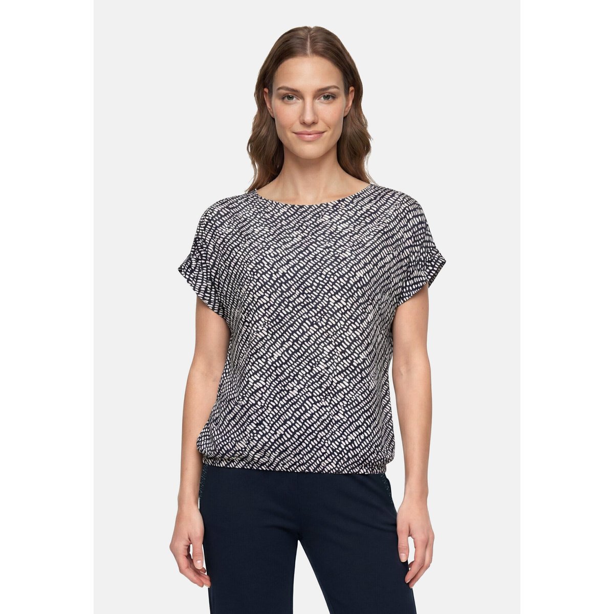 Haut imprimé à élastique dark blue/beige, BETTY BARCLAY