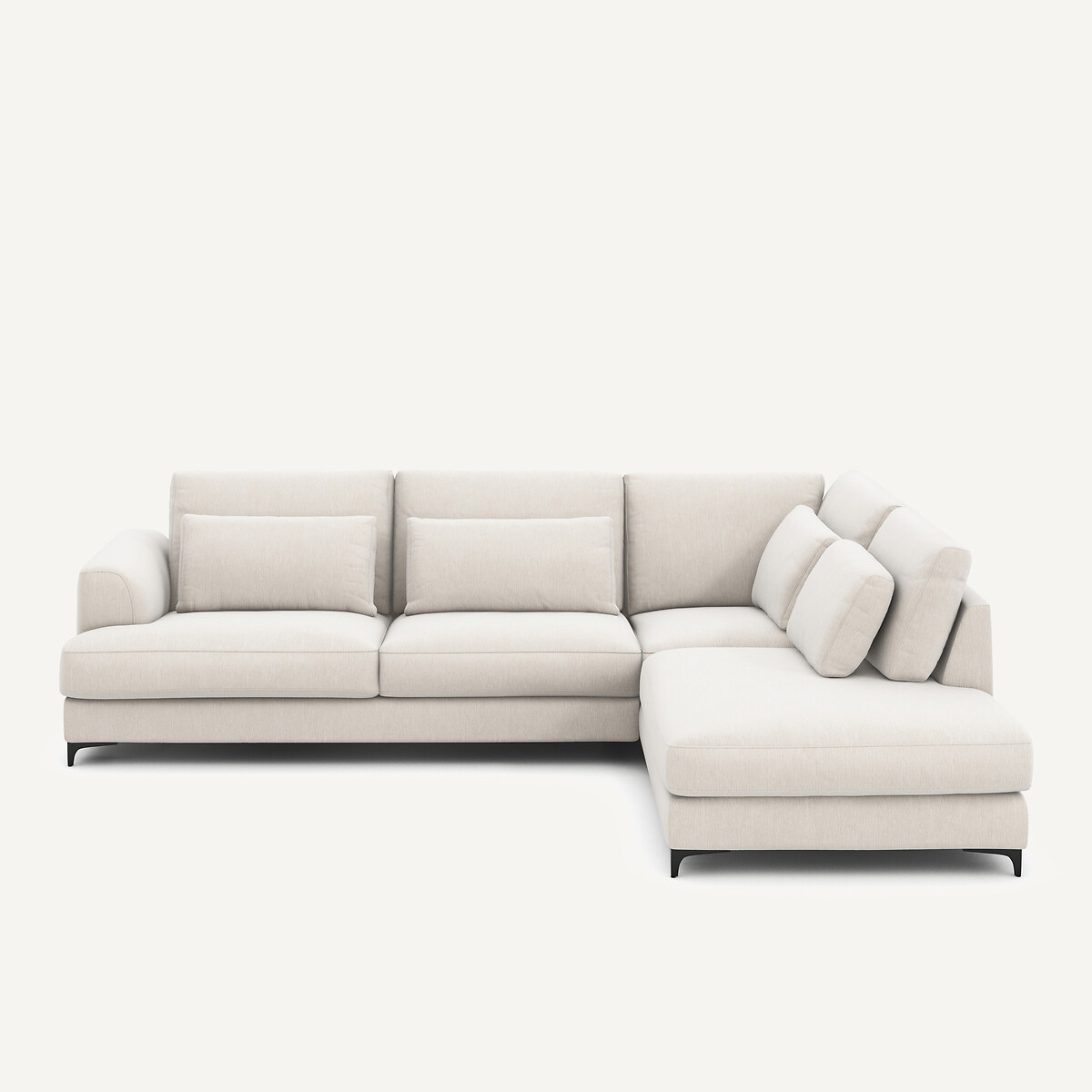 Canapé angle droit convertible, en velours chenille, Marsile blanc, AM.PM