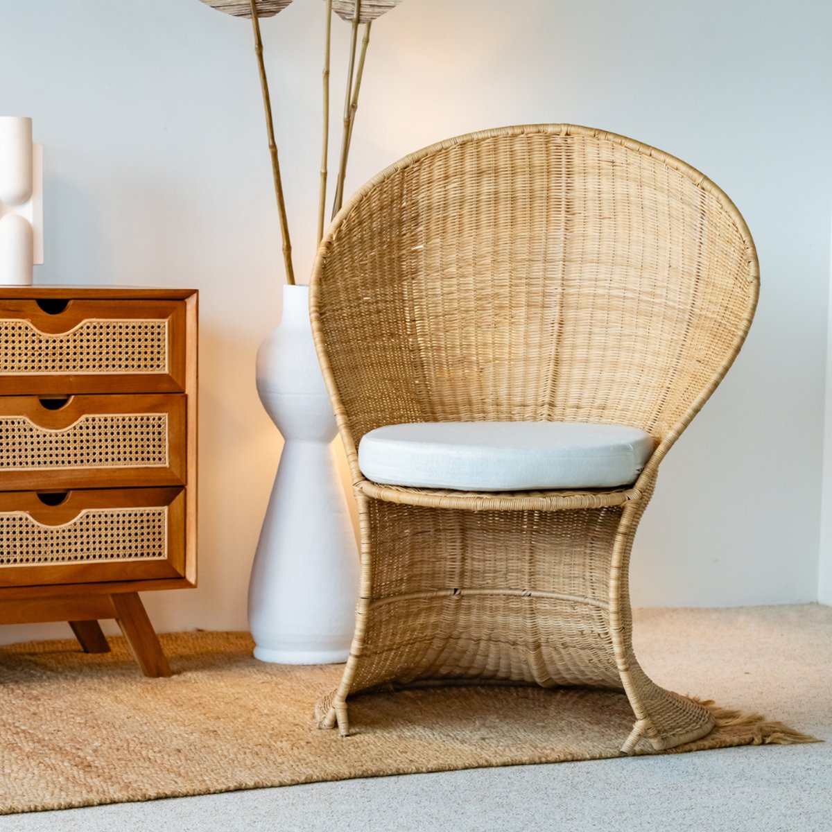 Fauteuil en rotin - pièce unique LINZO naturel, HYDILE