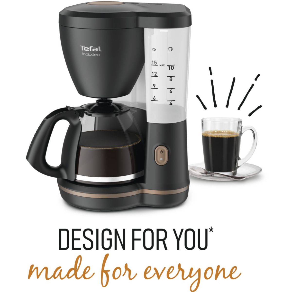 Cafetière filtre CM533811 INCLUDEO noir, TEFAL