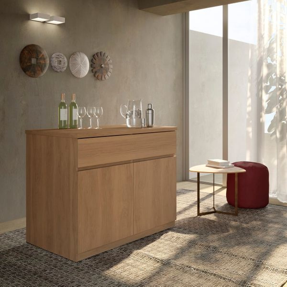 Îlot central cuisine 115cm naturel, ZAGO