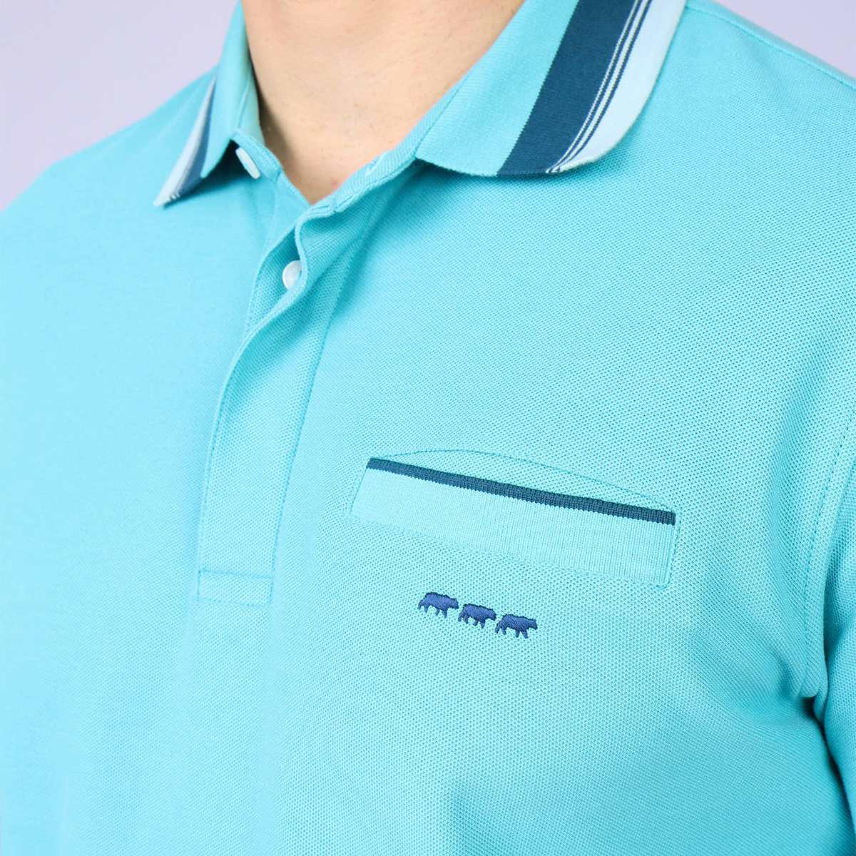 Polo Hervin bleu turquoise, MISE AU GREEN