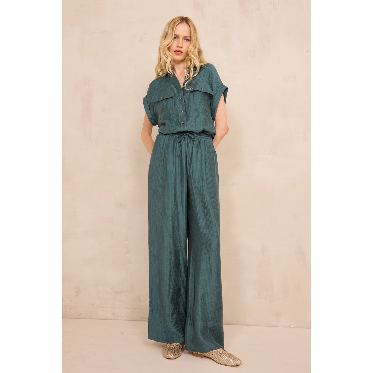 Pantalon fluide et large PRINCE petrole, Maison 123