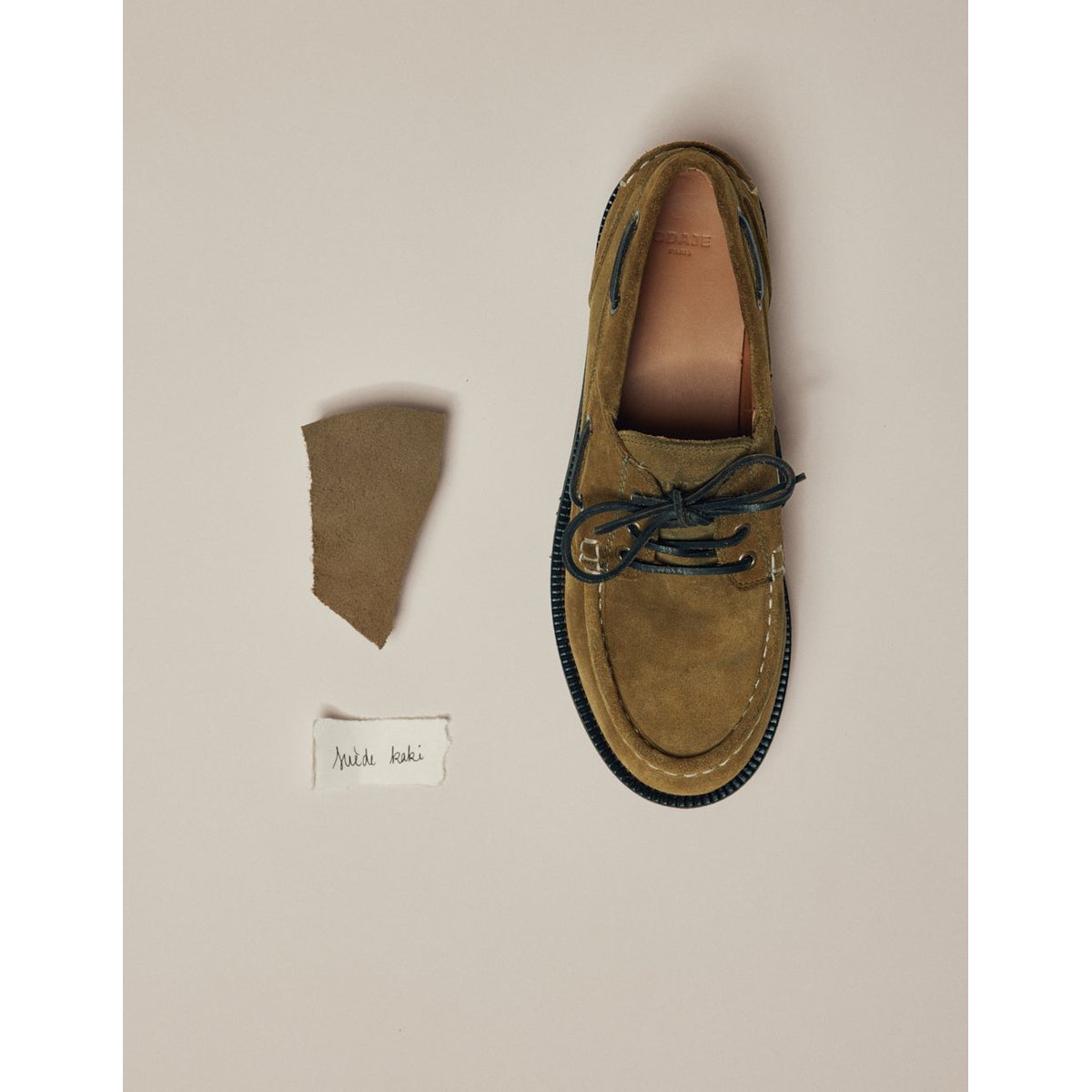 Chaussures Bateau BENO suède kaki, ODAJE