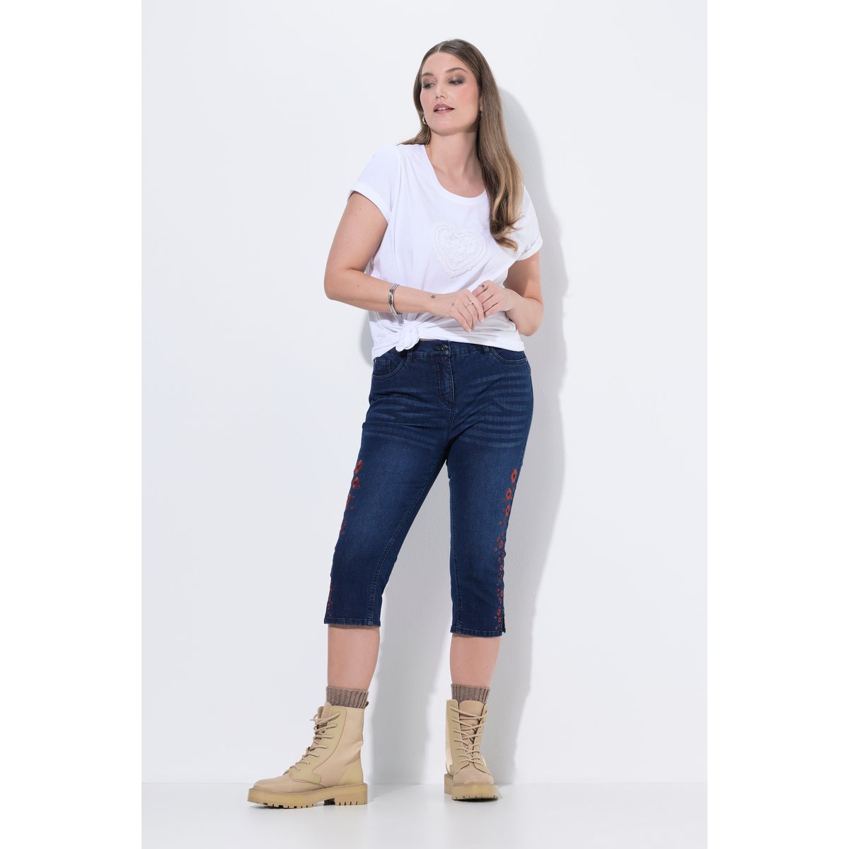 Corsaire en jean, tissu denim extensible bleu jean, ULLA POPKEN