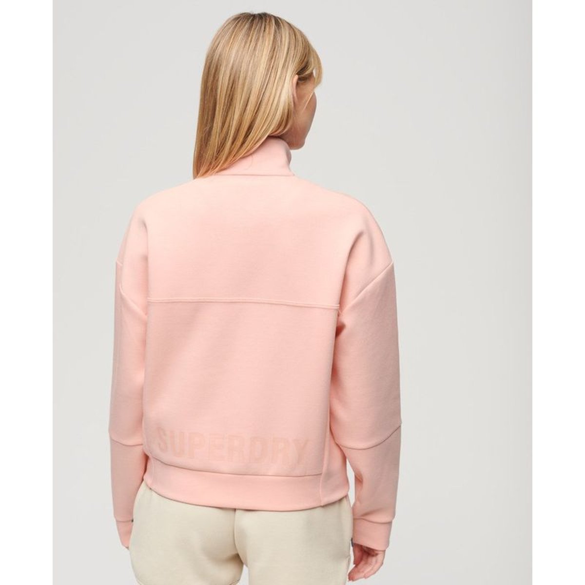 Veste décontractée à col zippé Sport Tech rose perle pêche, SUPERDRY