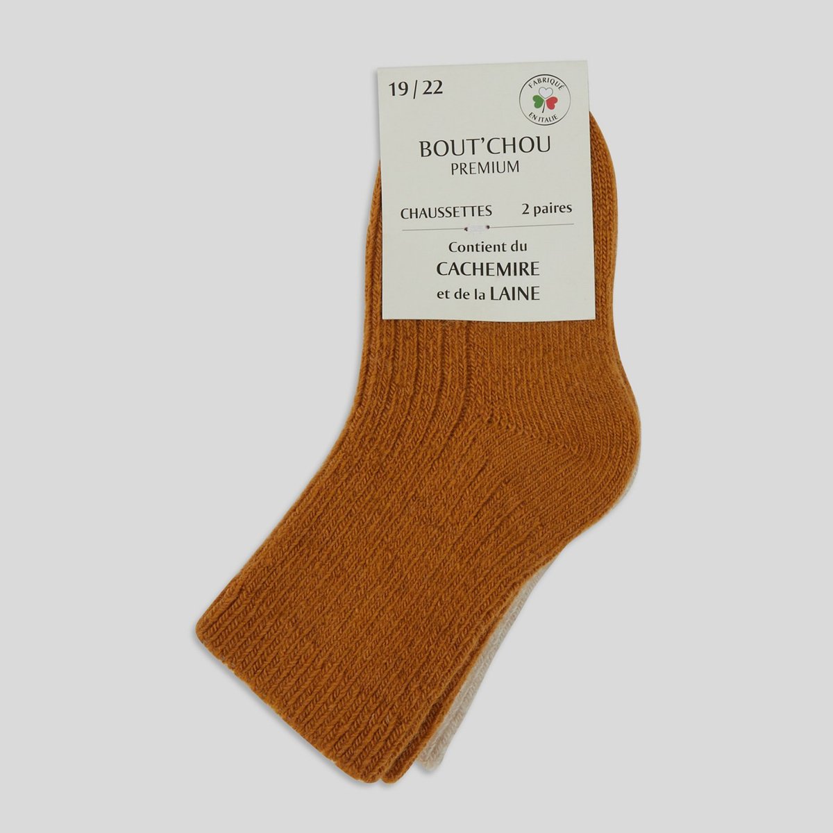 Lot de 2 paires de chaussettes côtelées jonquille, BOUT'CHOU