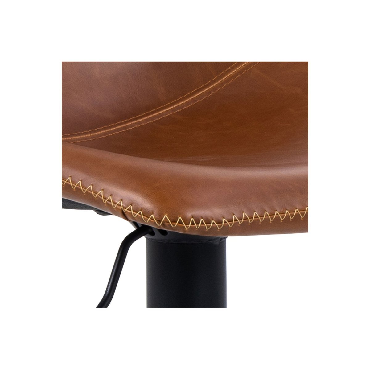 Tabourets de bar simili piétement tulipe métal noir (lot de 2) - JACK cognac, HELLIN, DEPUIS 1862