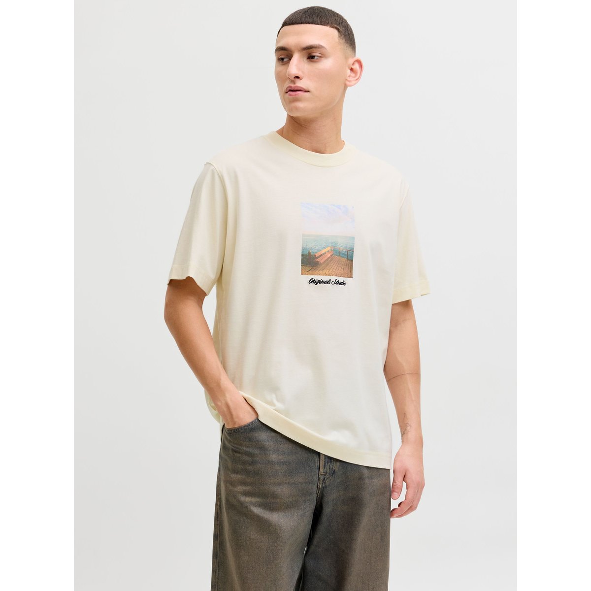 T-Shirt antique white, JACK & JONES