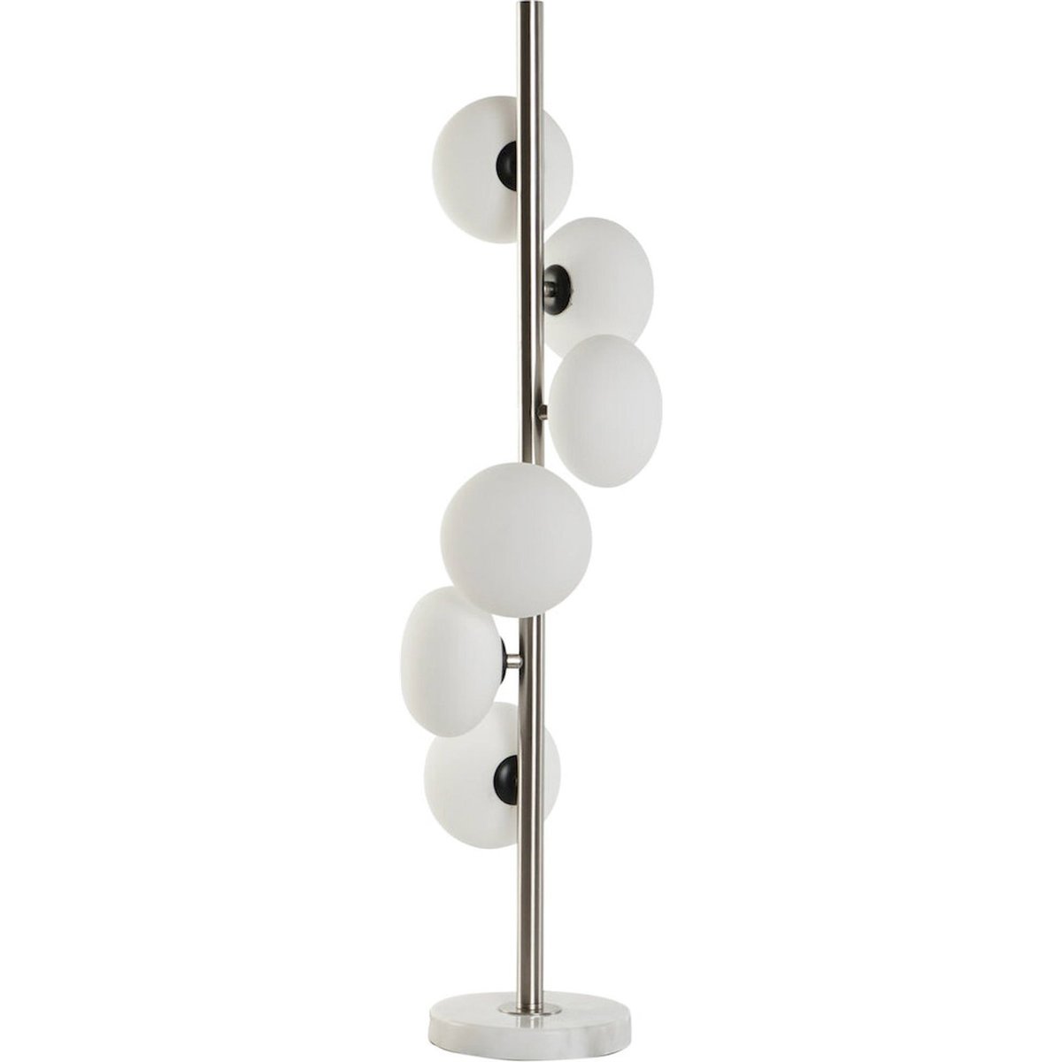 Lampadaire boule en verre et marbre MODERNO blanc opalin et argent mat, RECOLLECTION