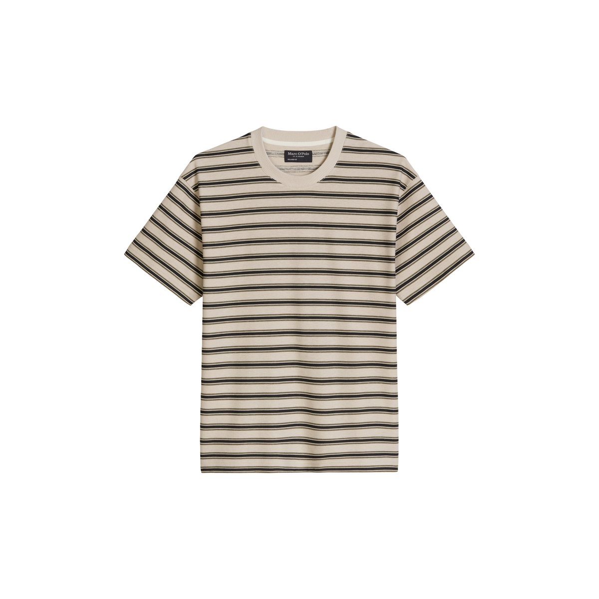 T-shirt relaxed en coton bio et en lin beige, MARC O'POLO