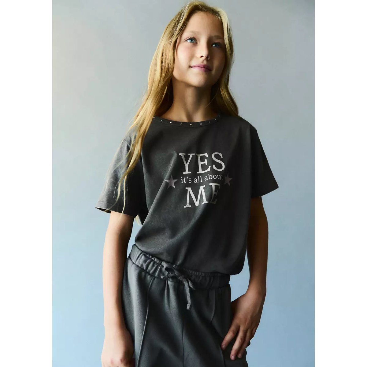 T-shirt à clous détail imprimé gris anthracite, MANGO KIDS
