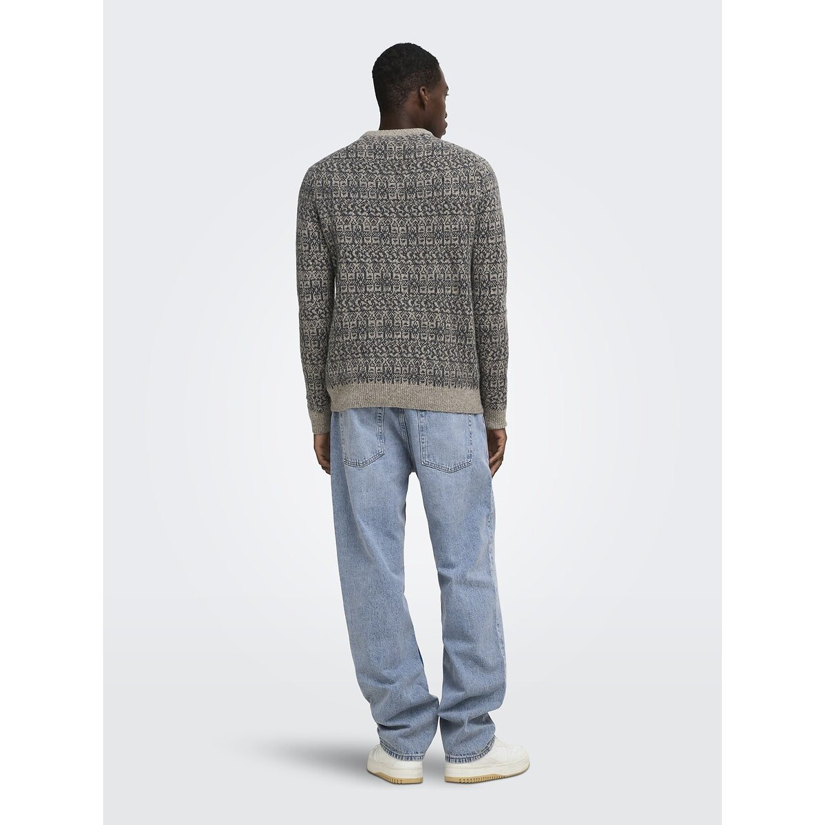 Pull col rond, en 61% laine, Nordic beige, ONLY & SONS