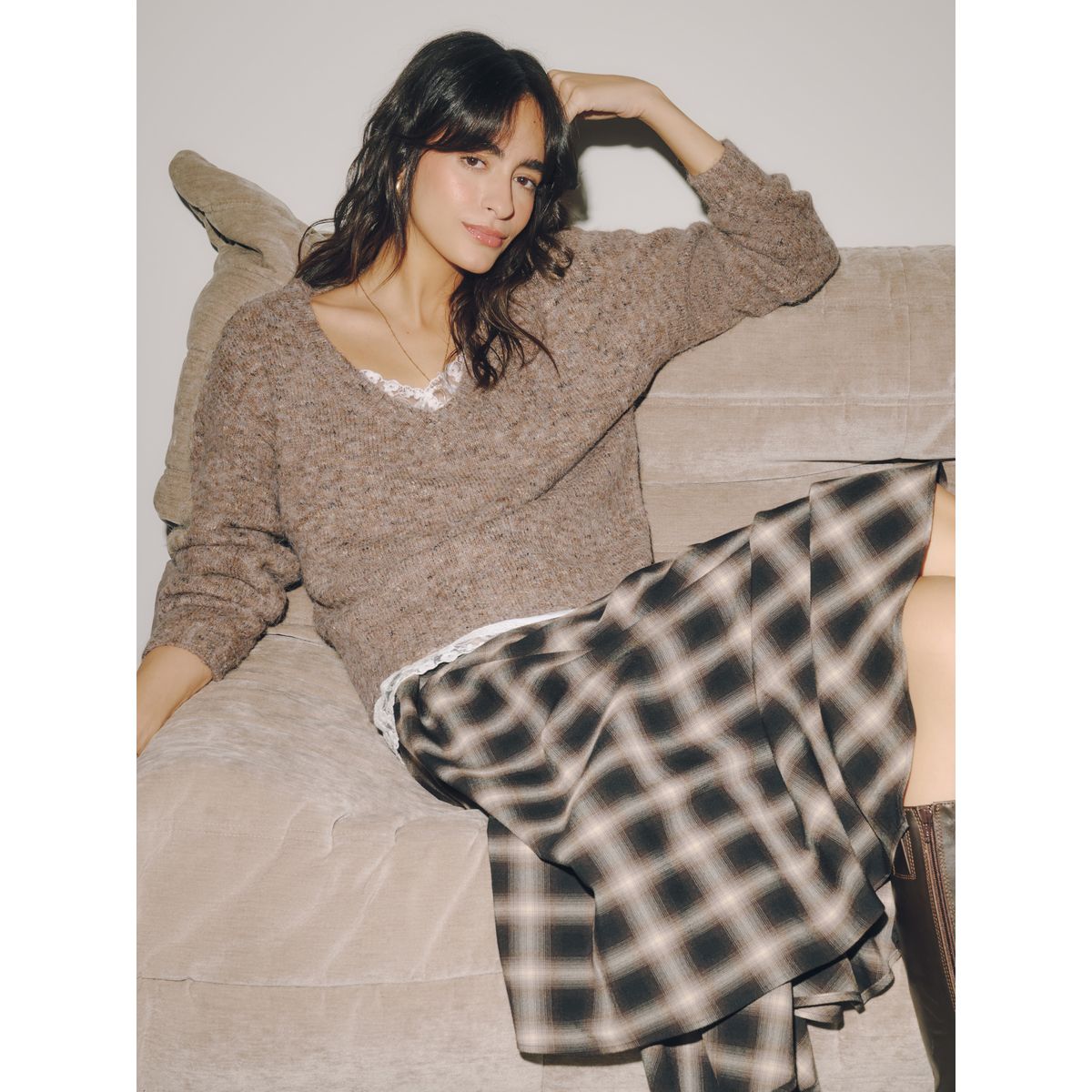 Pull avec débardeur en dentelle superposé neppy neutre, NEXT