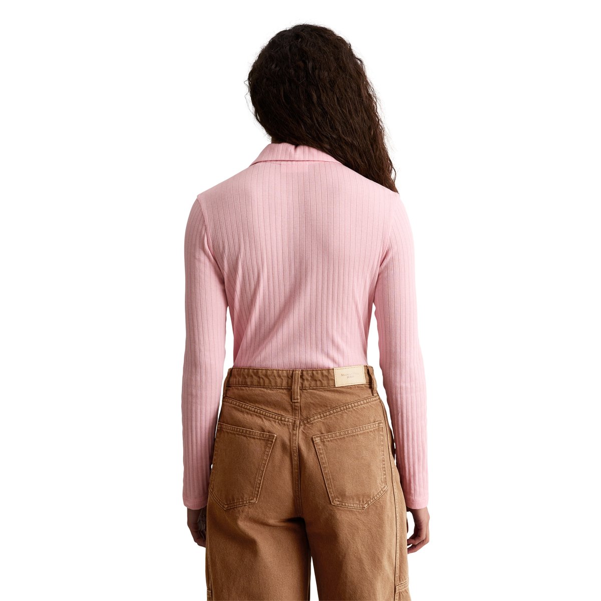 Polo slim en jersey ajouré à côtes rose bonbon, MARC O’POLO DENIM