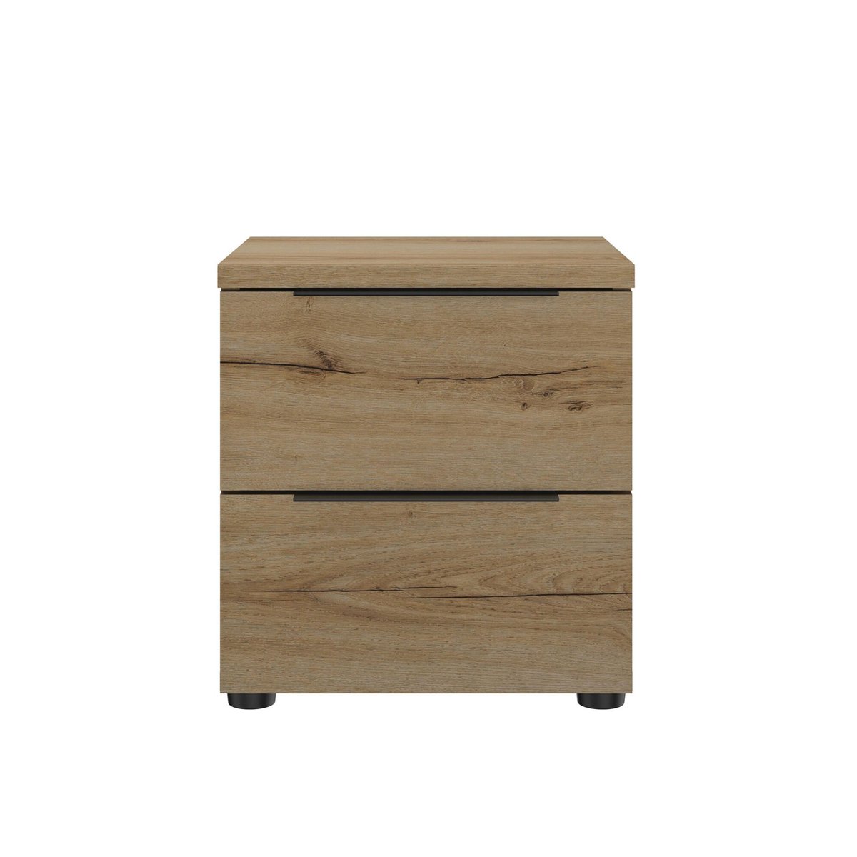 Table de chevet 2 tiroirs en bois décor chêne Luce - LUCE bois naturel, TERRE DE NUIT