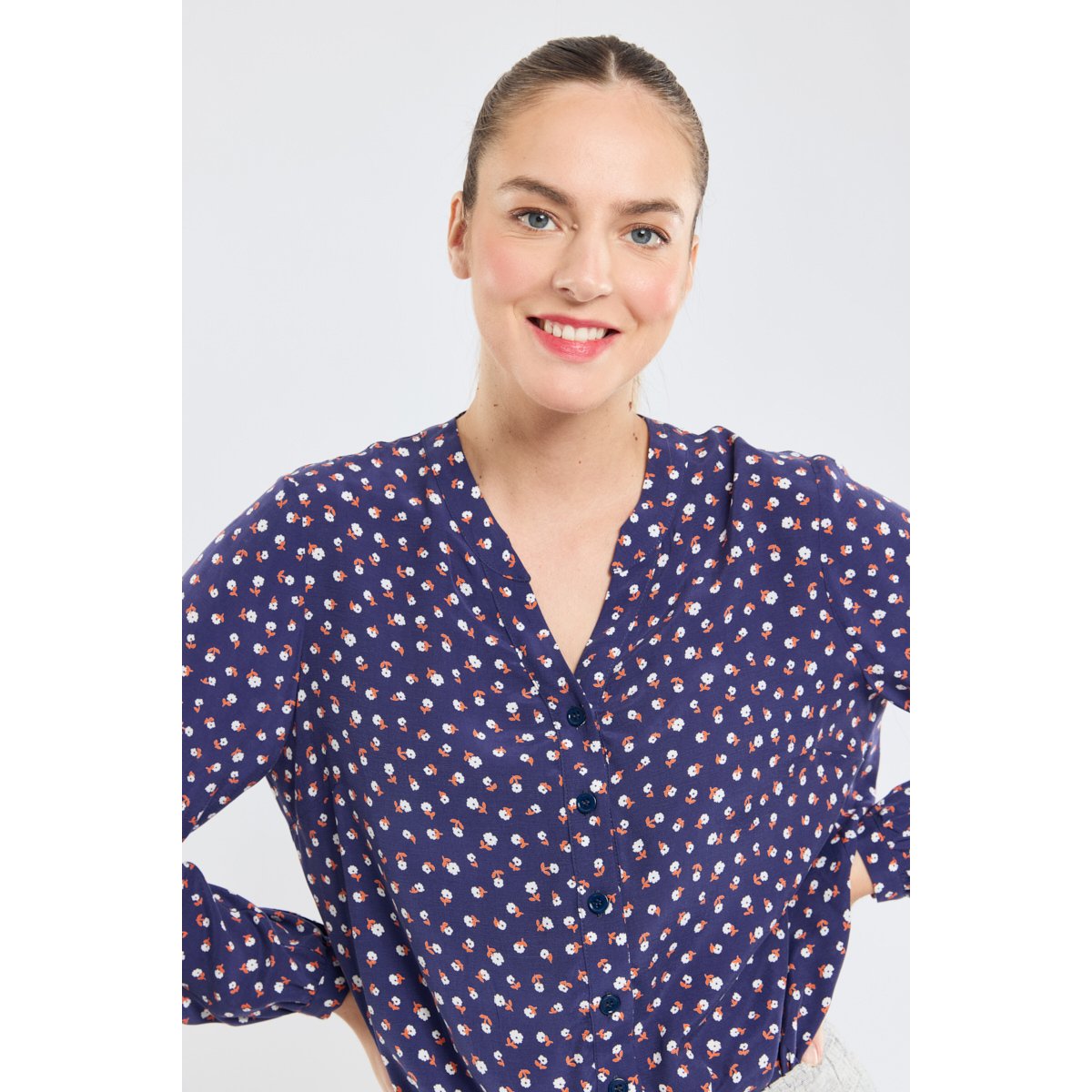 Blouse fleurie en cupro imprimé sagina, ARMOR-LUX