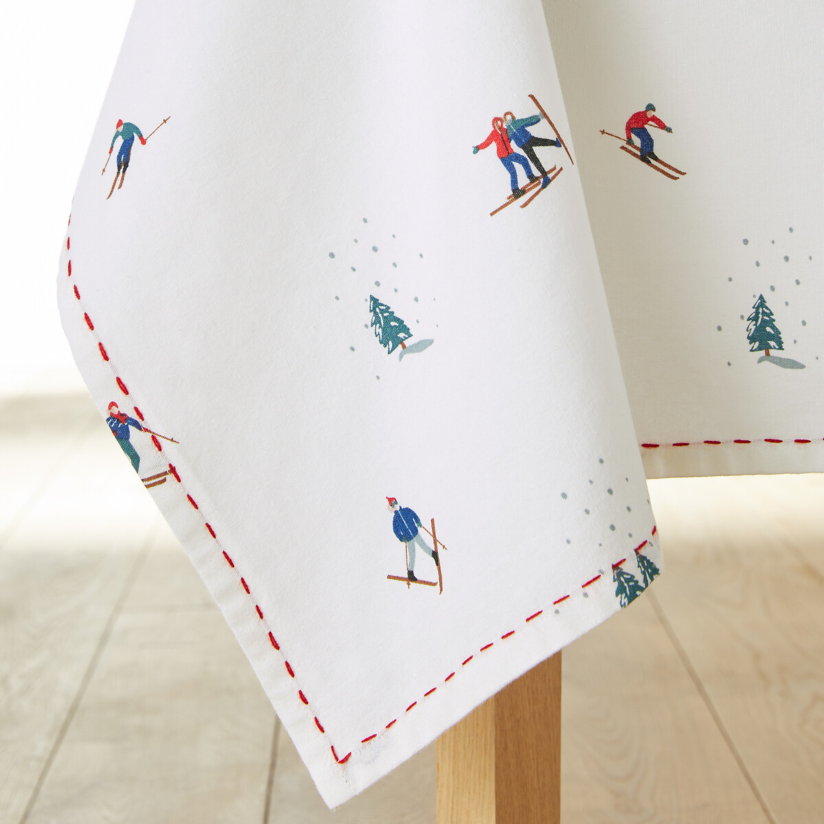 Toalha de mesa em algodão lavado, Tout schuss estampado fundo cru, LA REDOUTE INTERIEURS