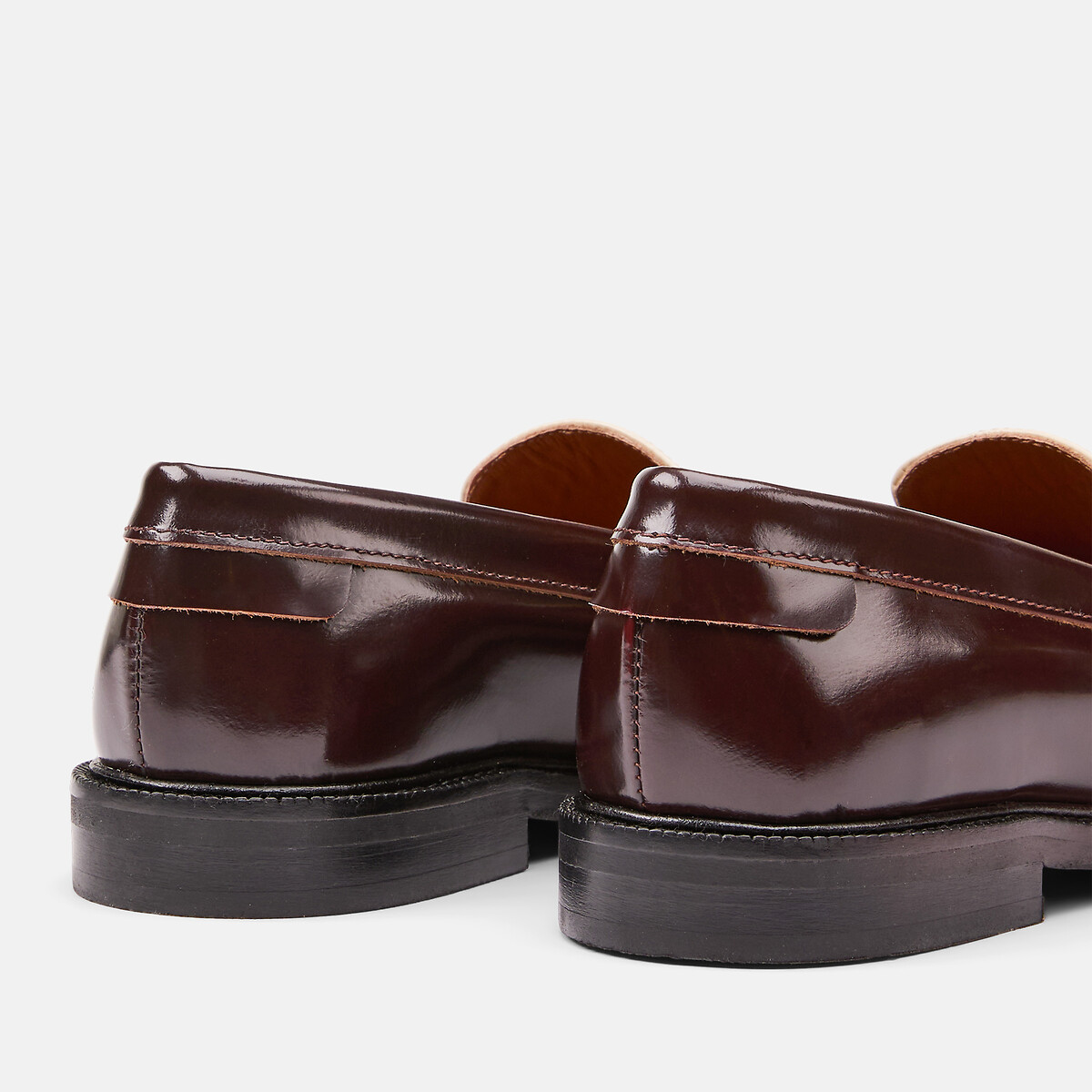 Zweifarbige Mokassins aus Leder bordeauxrot/ecru, LA REDOUTE COLLECTIONS