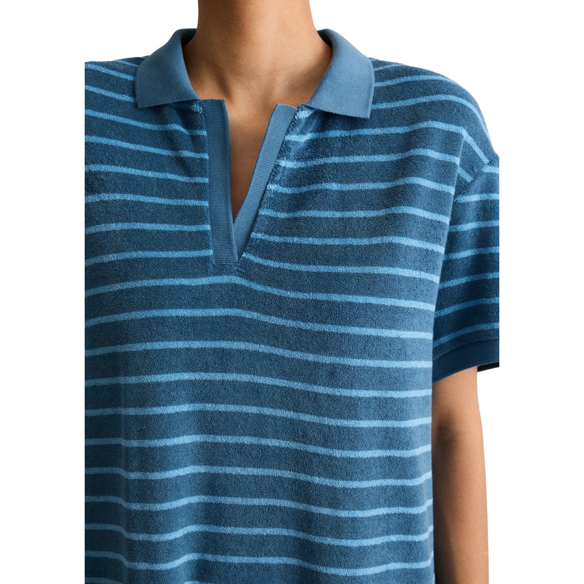 Robe en éponge regular en coton organique bleu, MARC O’POLO DENIM