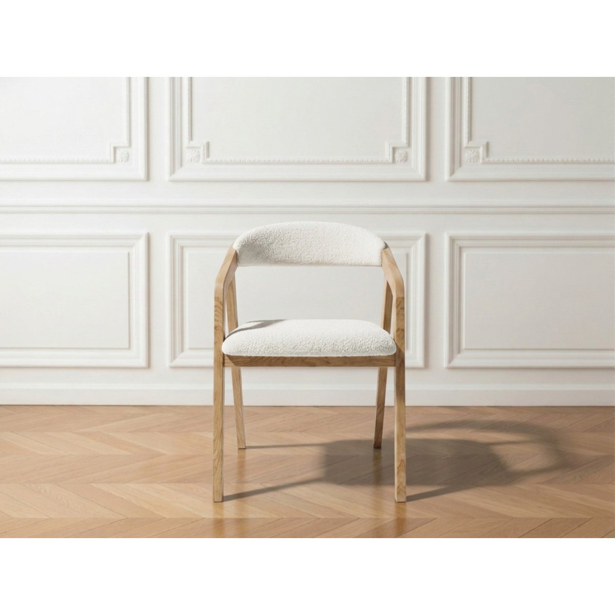 Lot de 2 chaises tissu bouclette, PRISCA blanc, BOBOCHIC