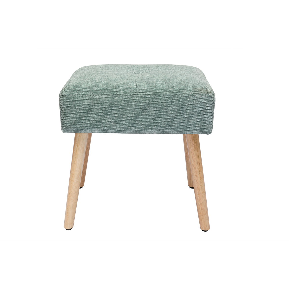 Tabouret bas en tissu effet velours texturé terre brûlée et bois clair massif H46 cm GUESTA vert lagon, MILIBOO