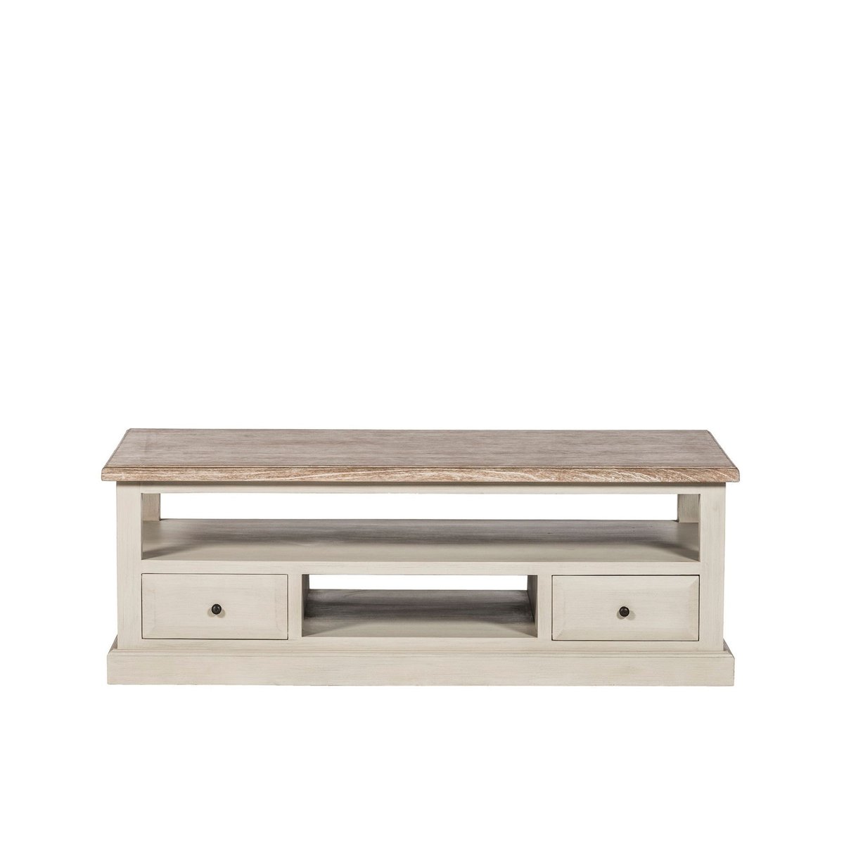 Table basse rectangulaire 4 tiroirs 2 niches crème - VILLAS gris, HELLIN, DEPUIS 1862